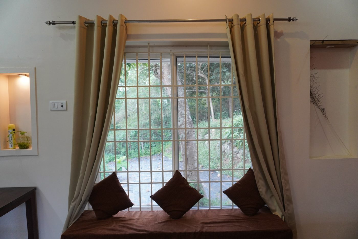 Window seat with forest view